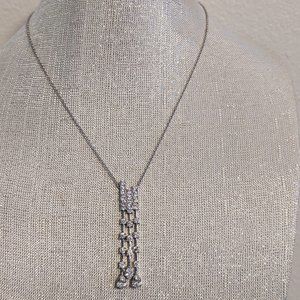 LADIES -Pear and Emerald Cut Cubic Zirconia Waterfall Necklace